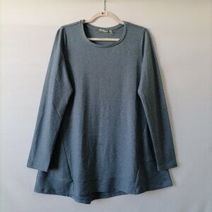 Logo Lounge Womens Gray Long Sleeve Slightly Flared Hem Tunic T-Shirt Size Small